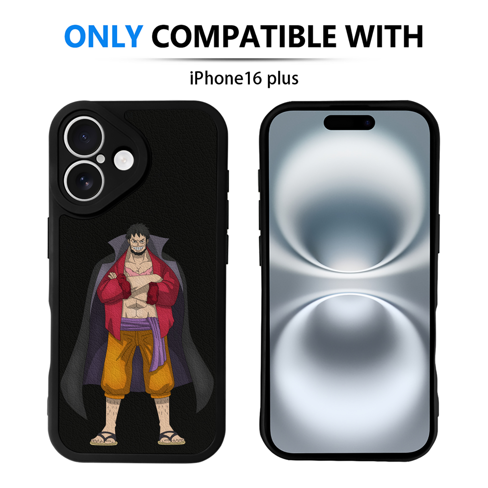 （画像用） ワンピース モンキー・D・ルフィ ONE PIECE Monkey D. Luffy 【iPhone 16シリーズ対応】シリコンスマホケース（レザー調） 材質：シリコン